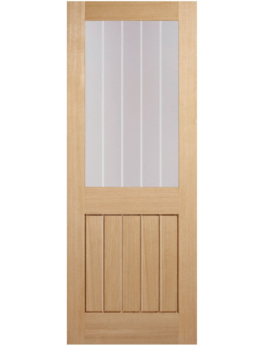 LPD Mexicano Half Light Glazed Oak FD30 Fire Door - Pre Finished