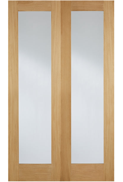 LPD Pattern 20 Clear Glazed Oak Internal Door Pairs - Unfinished