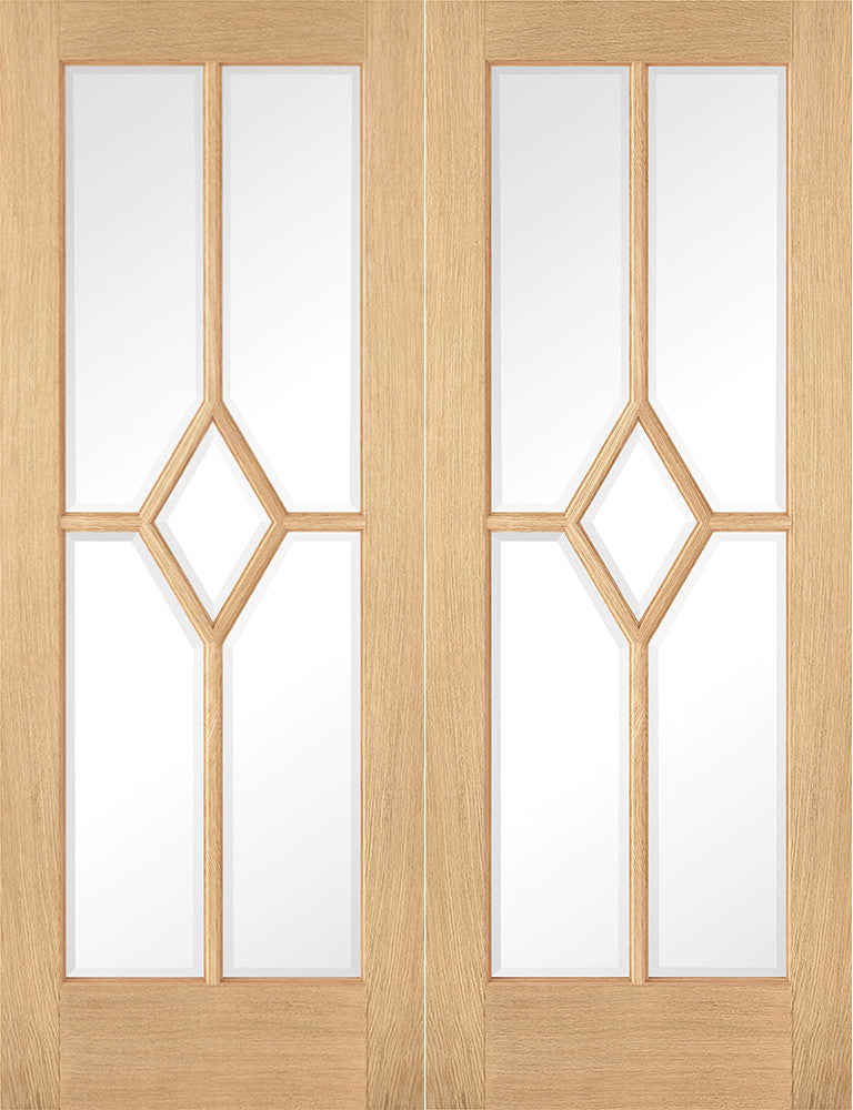LPD Reims Glazed 5L Oak Internal Door Pairs - Pre Finished