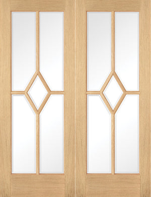 LPD Reims Glazed 5L Oak Internal Door Pairs - Pre Finished