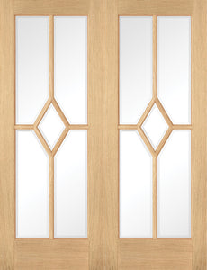 LPD Reims Glazed 5L Oak Internal Door Pairs - Pre Finished