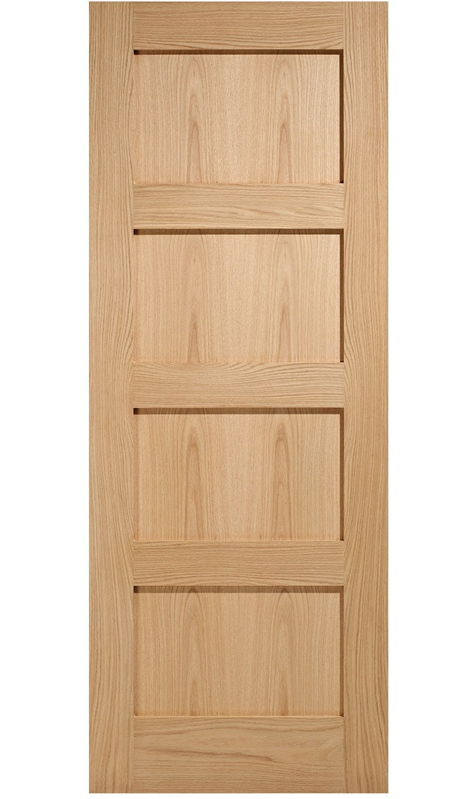 LPD Shaker Style 4 Panel Oak FD30 Fire Door - Pre Finished