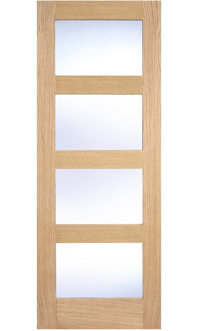 LPD Shaker Style Clear 4 Light Oak Internal Door - Pre Finished