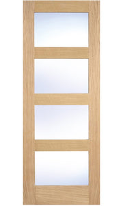 LPD Shaker Style Clear 4 Light Oak Internal Door - Pre Finished