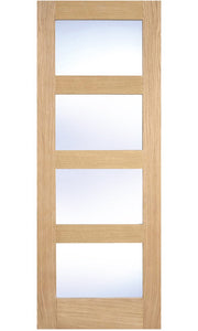 LPD Shaker Style Frosted 4 Light Oak Internal Door - Unfinished