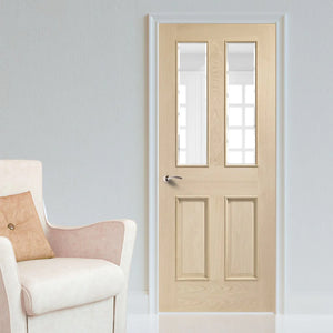 XL Joinery Malton Clear Bevelled Glazed Oak Internal Door - Unfinished