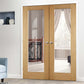 LPD Pattern 20 Clear Glazed Oak Internal Door Pairs - Unfinished