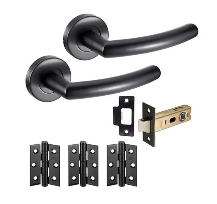 JB Kind Raven Curved Black Door Handle Latch Pack