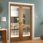 XL Joinery Suffolk Oak Door Pair with Clear Etched Glass - Unfinished