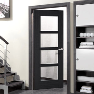 LPD Vancouver Charcoal Black 4 Light Glazed Internal Door - Pre Finished
