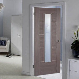 LPD Vancouver Glazed Medium Grey Laminate Internal Door - Fully Finished
