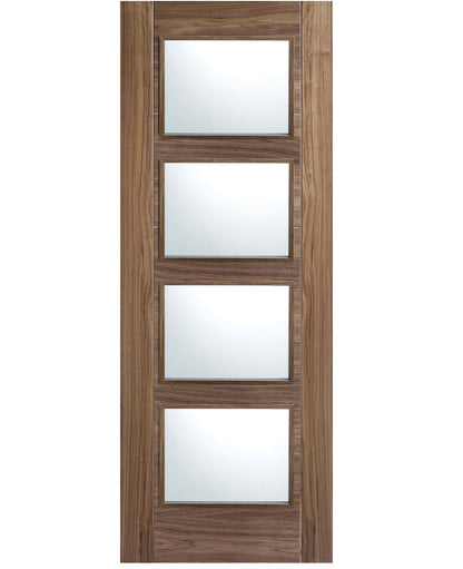 LPD Vancouver Walnut 4 Light Glazed FD30 Fire Door - Pre Finished