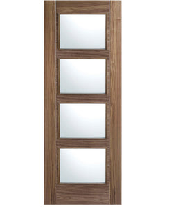 LPD Vancouver Walnut 4 Light Glazed Internal Door - Pre Finished