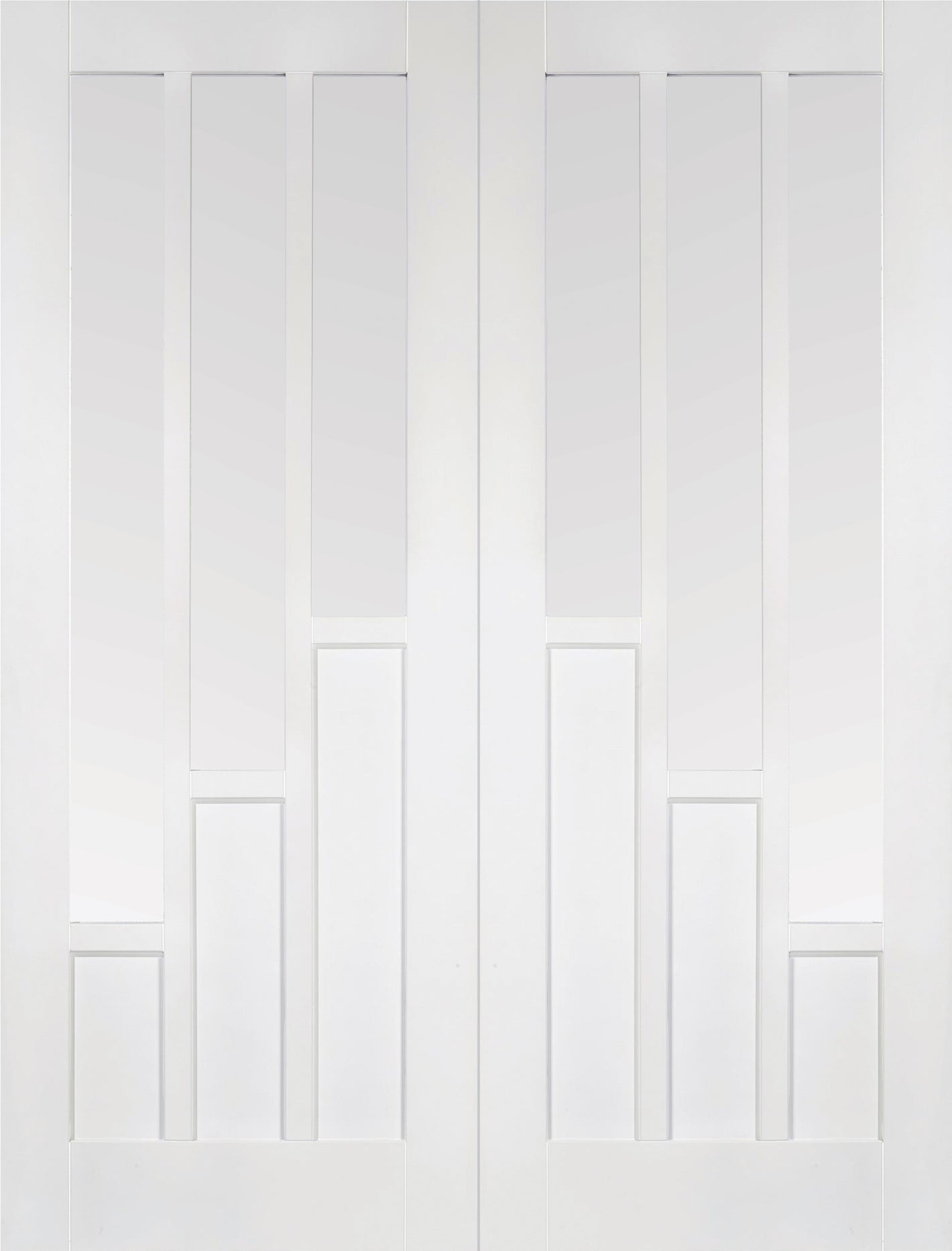 LPD Coventry White Primed Glazed 3L Internal Door Pair