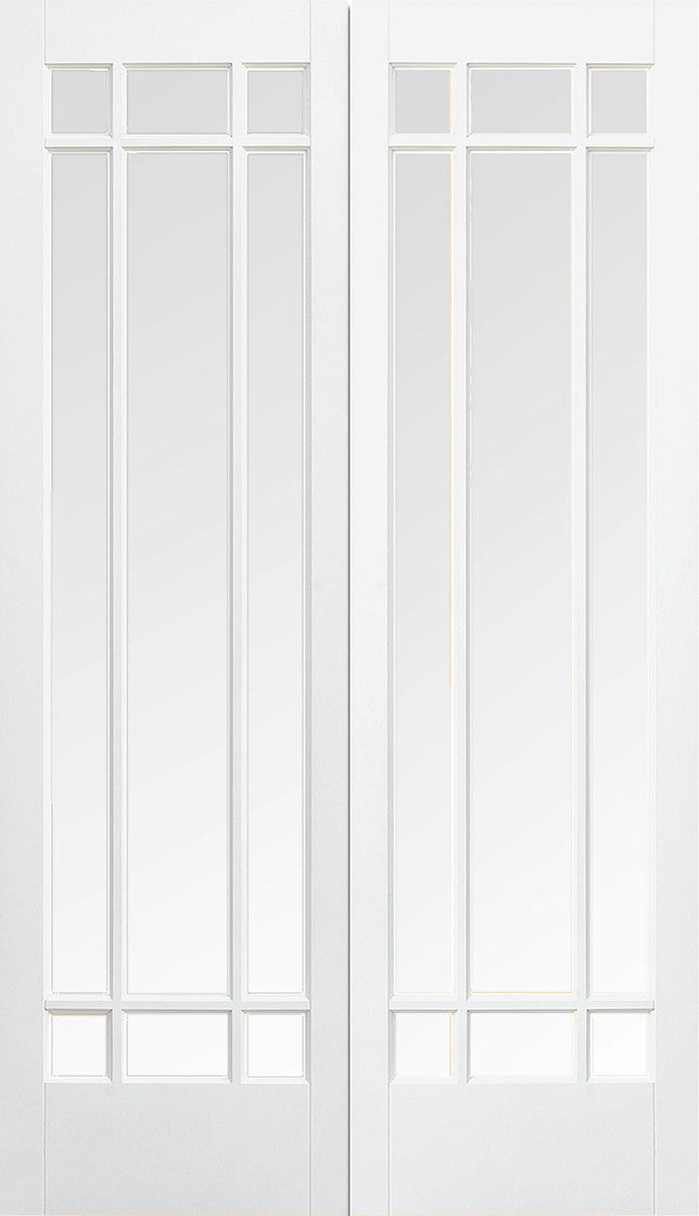 LPD Manhattan Glazed White Primed Internal Door Pairs