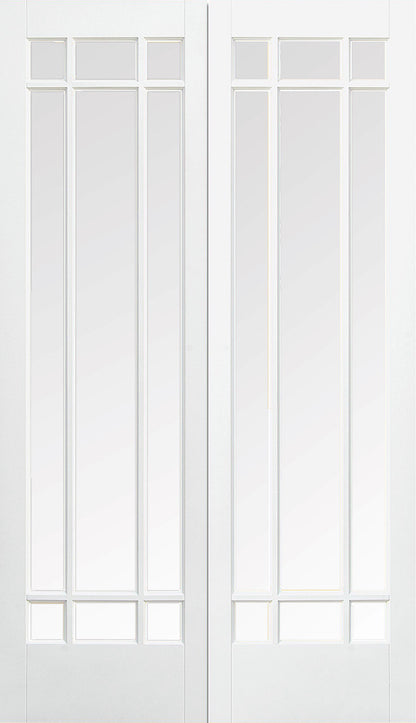 LPD Manhattan Glazed White Primed Internal Door Pairs