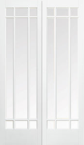 LPD Manhattan Glazed White Primed Internal Door Pairs